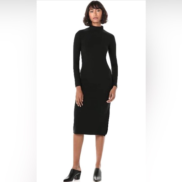 The Drop Women's Alyssa Fitted Long Sleeve Funnel Neck Ribbed Midi Bodycon Dress - Picture 5 of 7